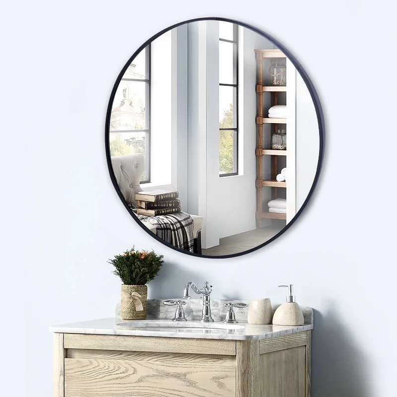 Wholesale vanity bathroom makeup wall decoration round decorative aluminum alloy mirror