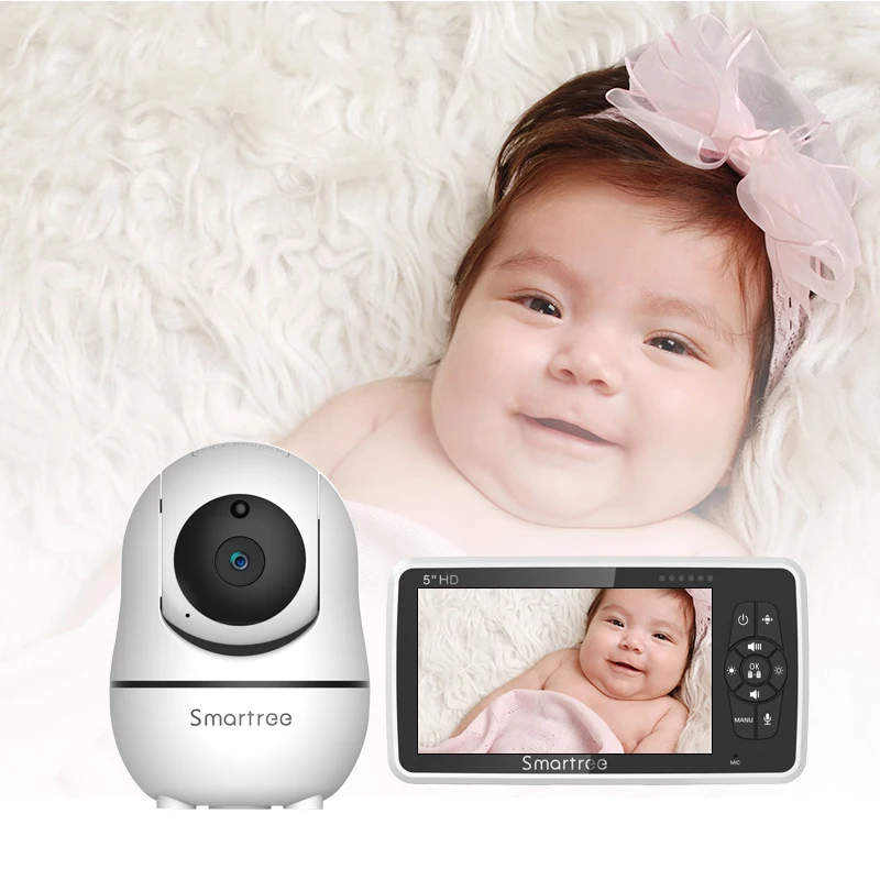 Intercomunicador baby monitoring portable audio wifi temperature baby monitor 5 inch