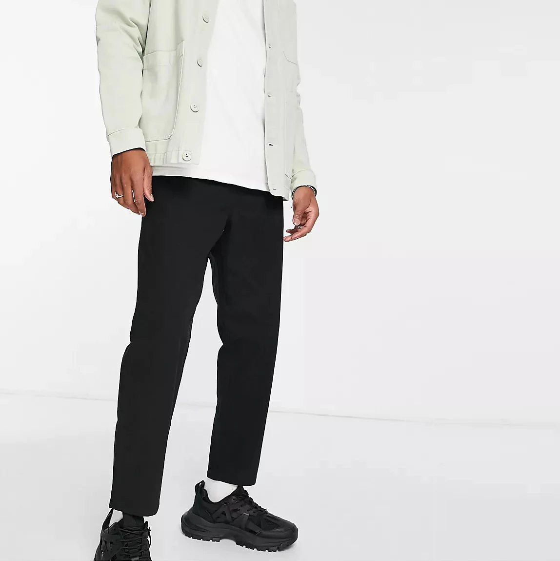 Best quality business casual men relaxed fit skater cotton strech black chinos pants