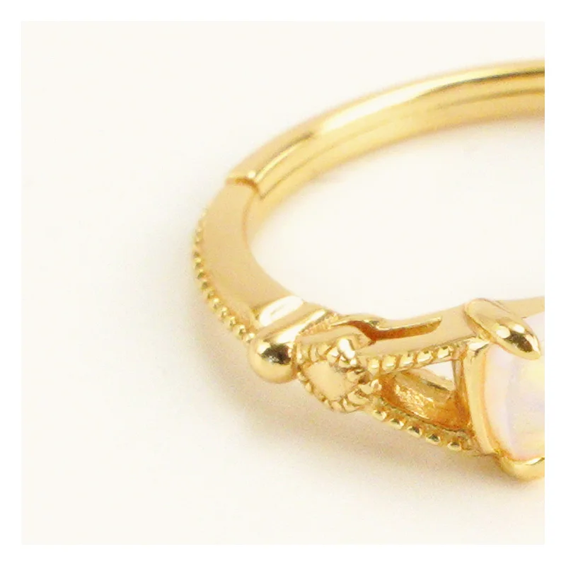 Opal and Diamond Ring with 925 Sterling Silver 14K Gold Plated for Wedding Engagement Anniversary or Gift for Party