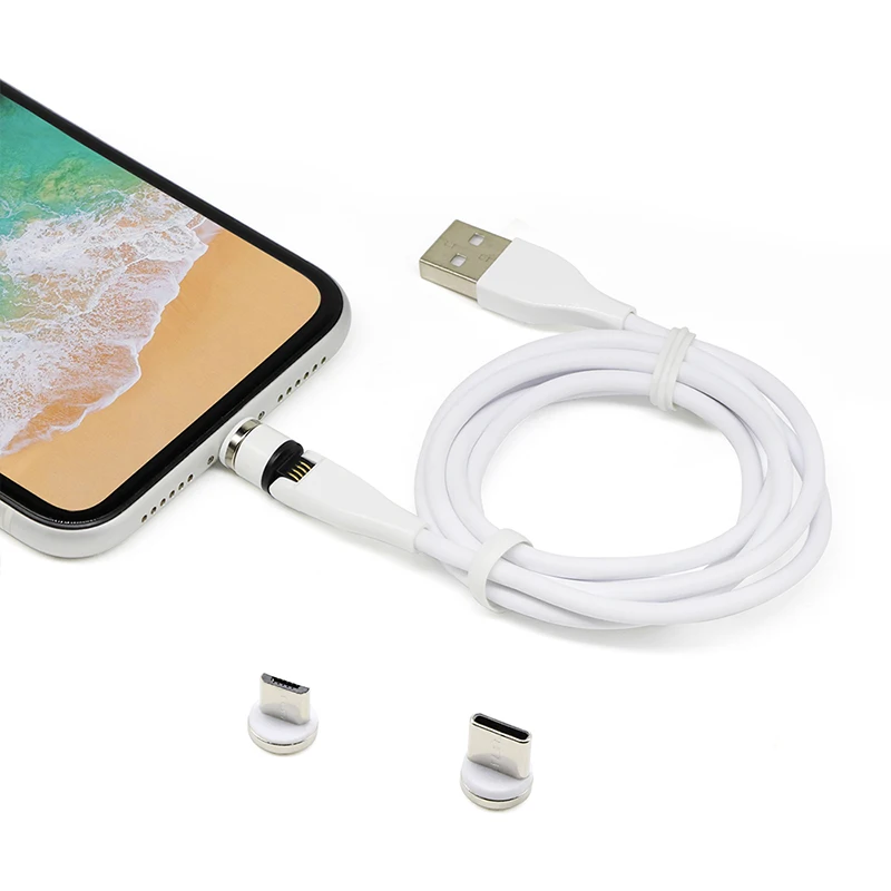 Rotatable Adapter TPU Cord 2.4A Fast 3 in 1 Magnetic USB Data Charging Cable