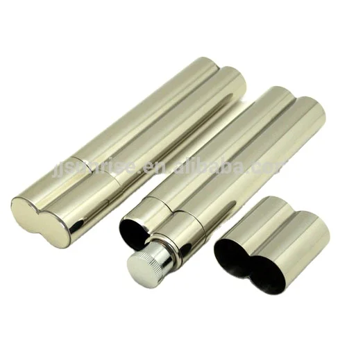 hot sale custom twin tube Stainless Steel Cigar Tube flask