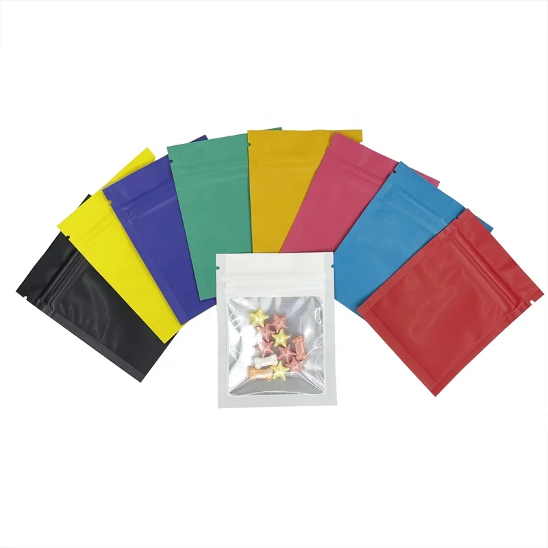 7x9cm 1g Matte Colors Zip Lock Bag With Clear Window Frosted Plastic Small Pouches Packaging 9 Colors
