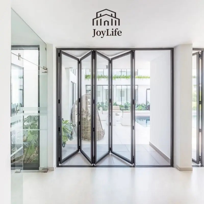Customizable Minimalist Folding Doors Modern Space-Saving Aluminum Alloy with Glass and Steel at a Competitive Price