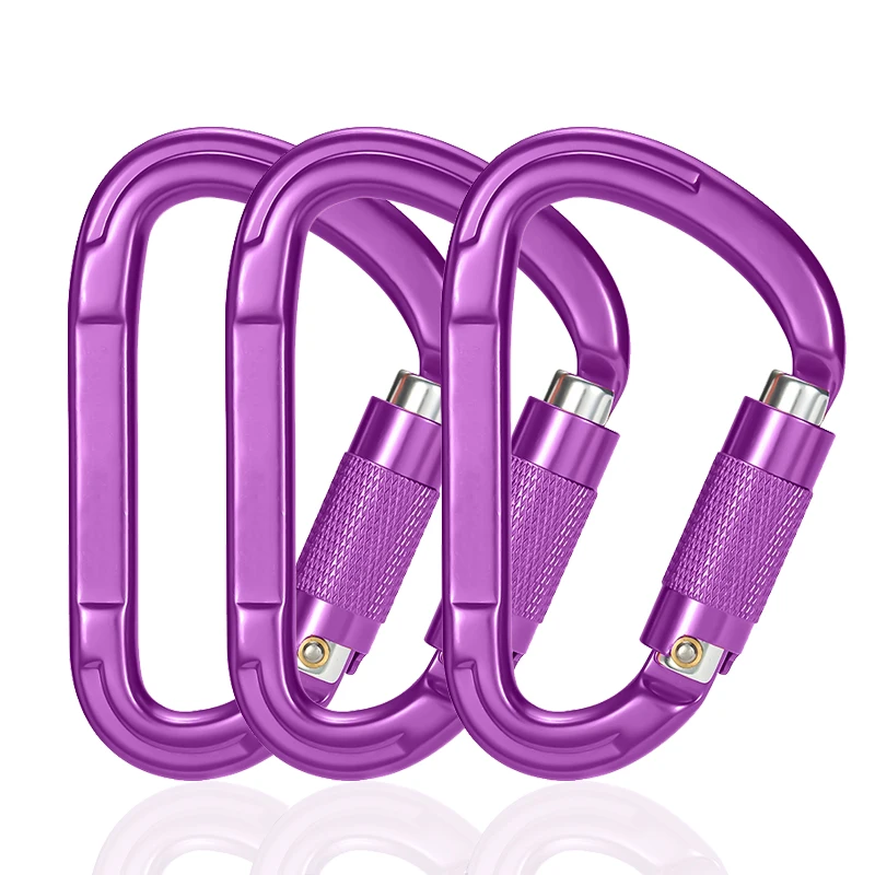 JRSGS 25kN Light Weight Aluminum Outdoor Carabiners With Auto Lock Gate Snap Hook Carabiner for Climbing S7103TN