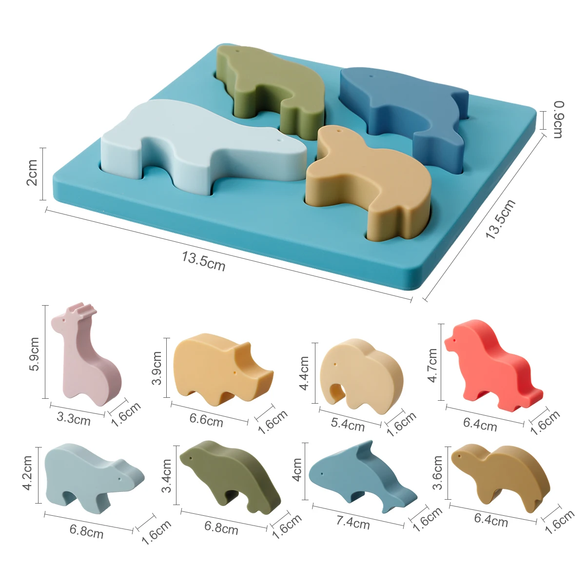 Wholesale Food Grade Silicone Children Educational Animal Shape Platter Bpa Free Sorting & Stacking Blocks Teether