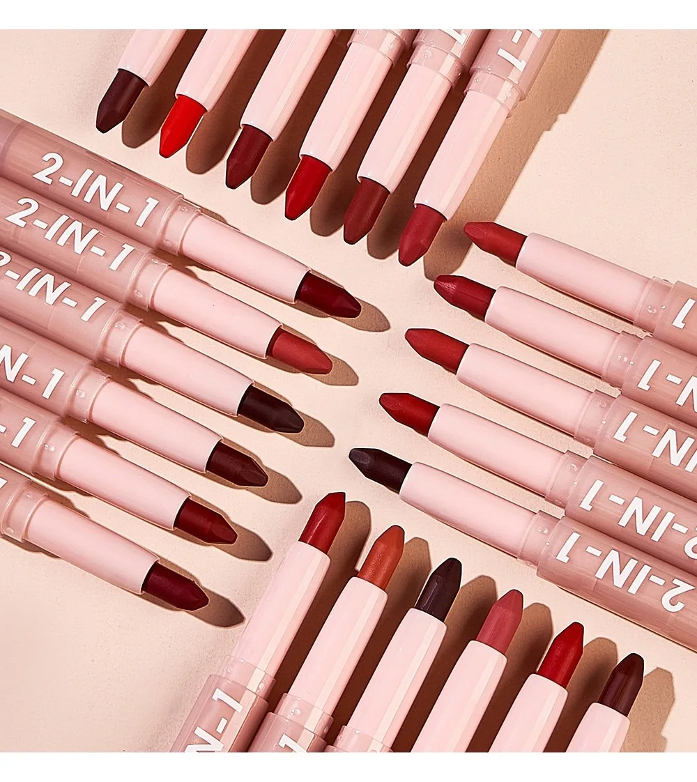 OEM Beauty Cosmetic Lip Liner Best Selling Waterproof Matte Creamy Lipstick And Lip Liner 2-IN-1 Private Label