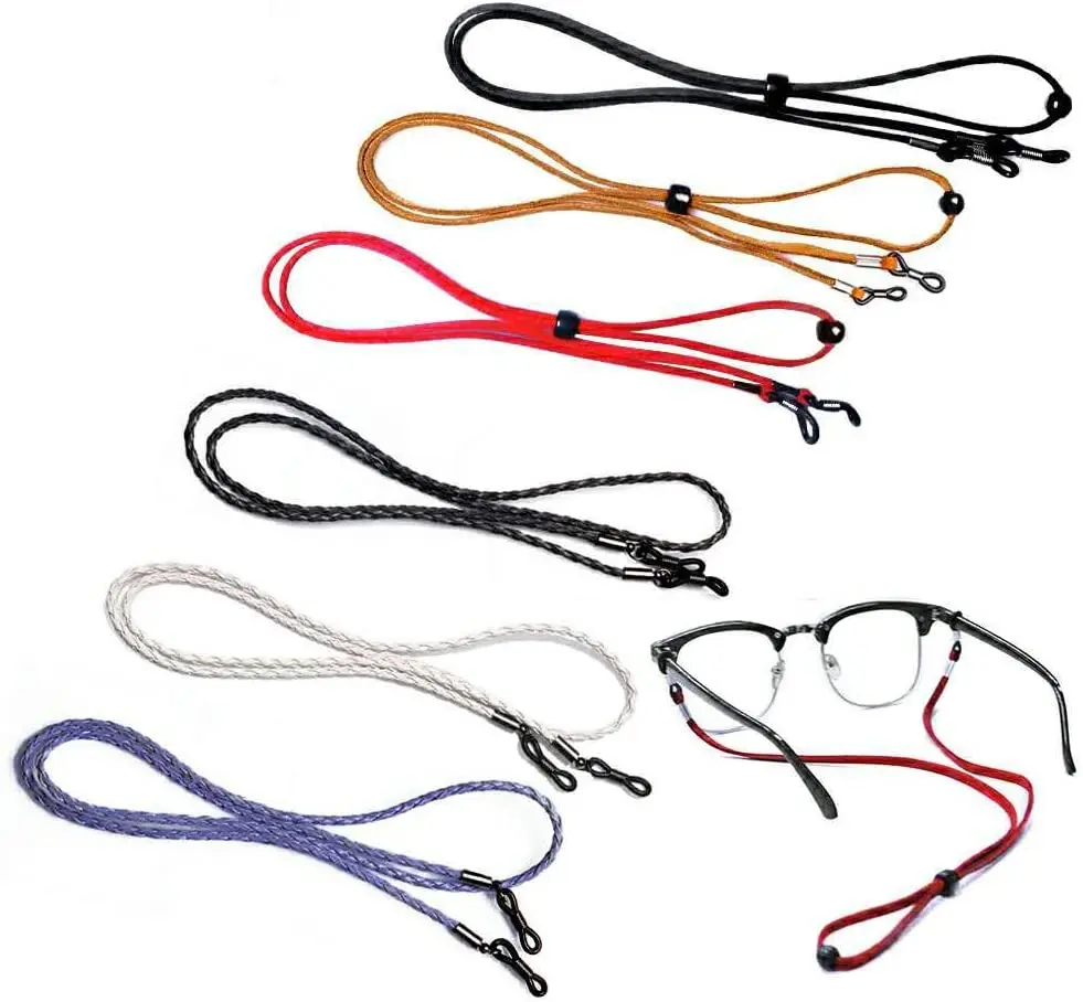Leather non-slip bulk multiple adjustable eyeglass eyewear retainer necklace glasses cord  holder custom sunglass straps