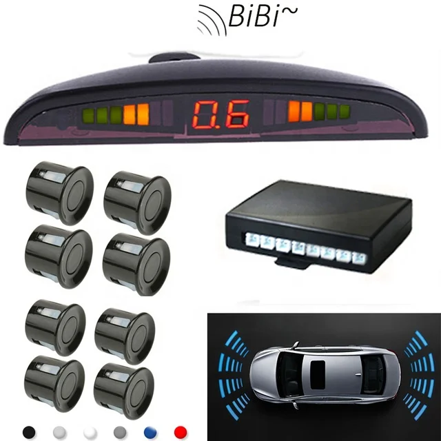 
2020 Car Parktronic LED Parking Sensor With 8 Sensors Reverse Backup Safe Parking Car Parking Radar Monitor Detector System 22MM 