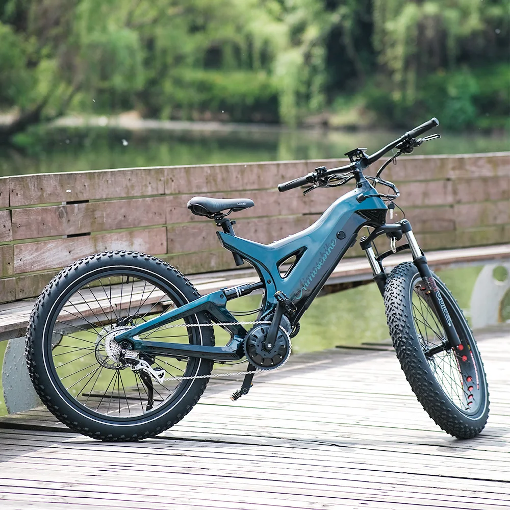 2024 Fast Carbon Fiber Fat Tire 1000w 48v Mid Motor Electric Mountain Bike Emtb Electric Bicycle