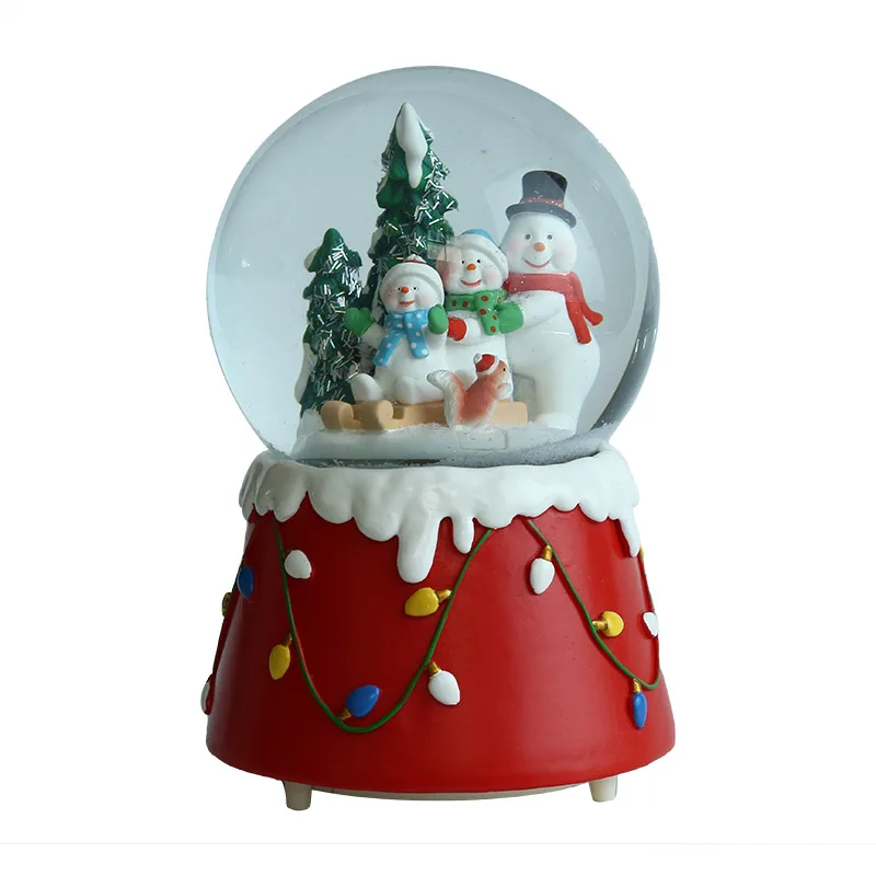 Custom Christmas Gift Dia10mm Snow Globe With Light And Music Snow Globe For Christmas