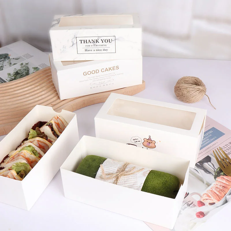 Длинные прямоугольные швейцарские рулонные бумажные контейнерные коробки для тортов с