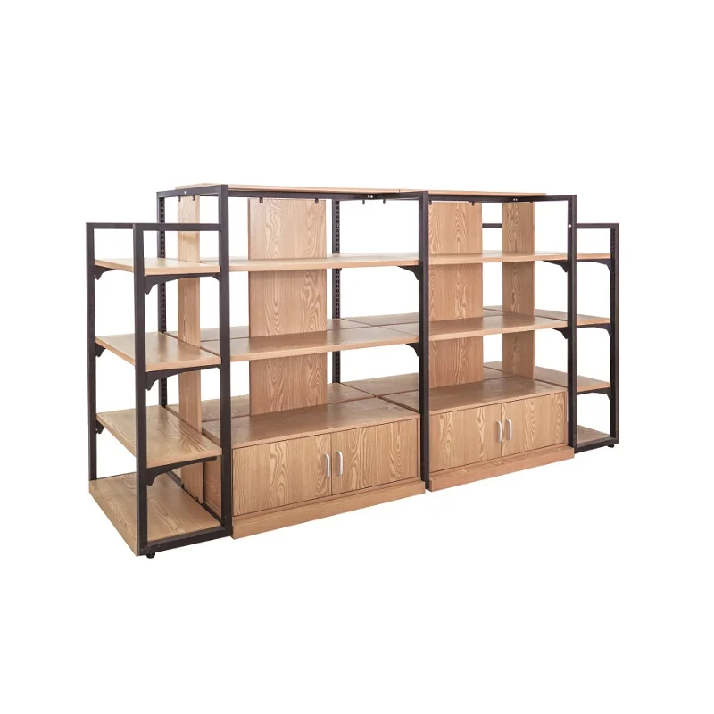 Suzhou Yuanda supermarket wooden shelves for wall display gondola shelf