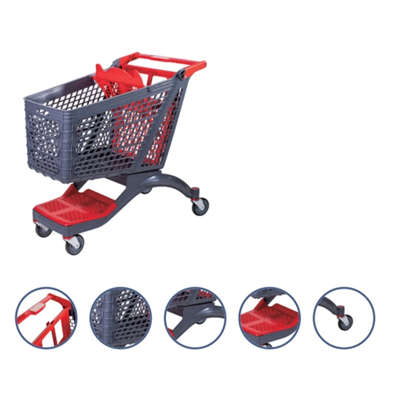Cheap 210L All Plastic Enhanced Shopping Cart Grocery Store Steel Trolley Supermarket Shopping Carts