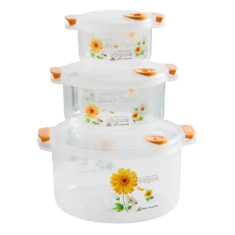 
Eco-friendly home kitchen used 3 sizes transparent storage plastic food container for fruit vegetables 
