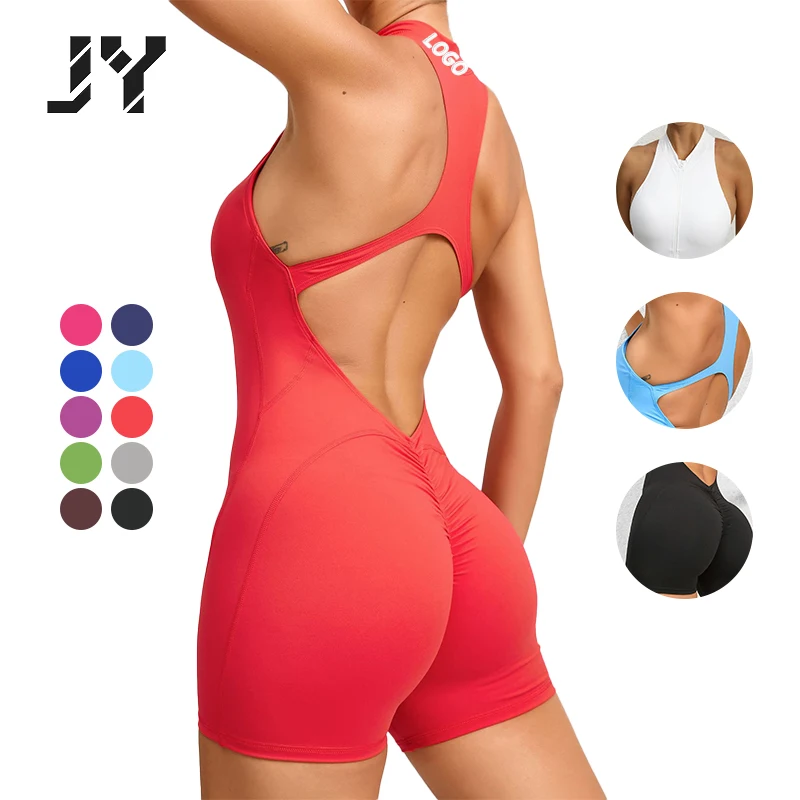 Joyyoung custom one piece sportswear gym fitness sets bodysuits gym wear workout activewear jumpsuits yoga set woman