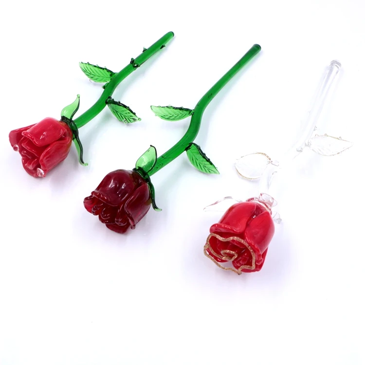 Beautiful Murano Lampwork Long Stem Glass Rose Flower Wholesale For Valentines