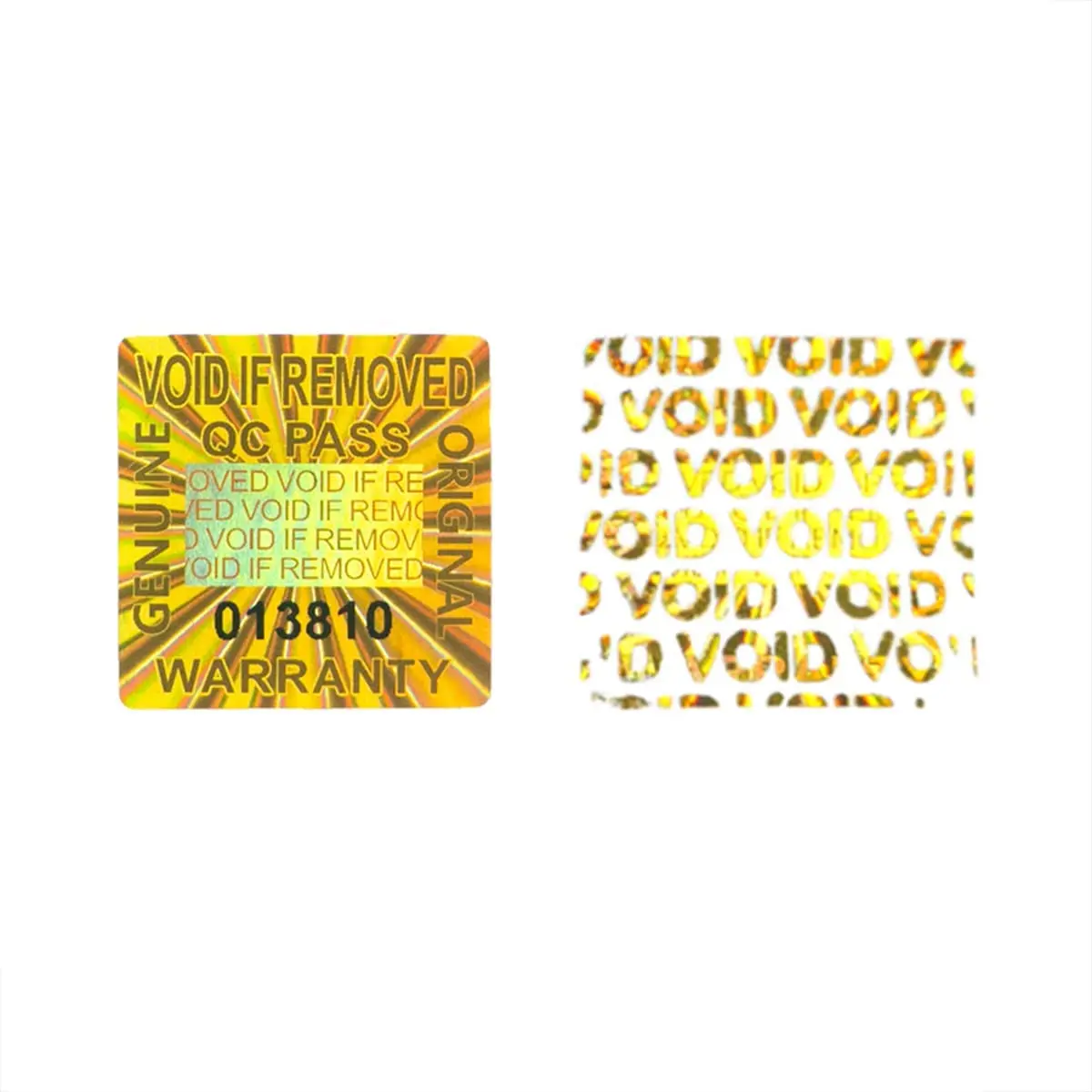 Gold Stickers Warranty Void Sticker Tamper Evident Security Seal Holographic Sticker Adhesive Labels With Serial Number