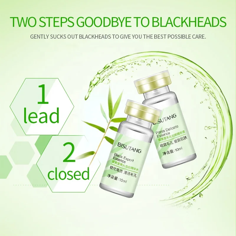 BISUTANG Herbal Formulas Blackhead Removal Face Serum Kit Shrink Purifying Pores Minimizer Blackhead Remover Serum Set