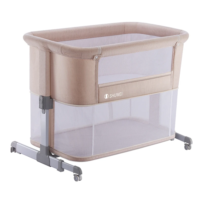 multi-purposes extensible aluminum baby bassinet and cot grey