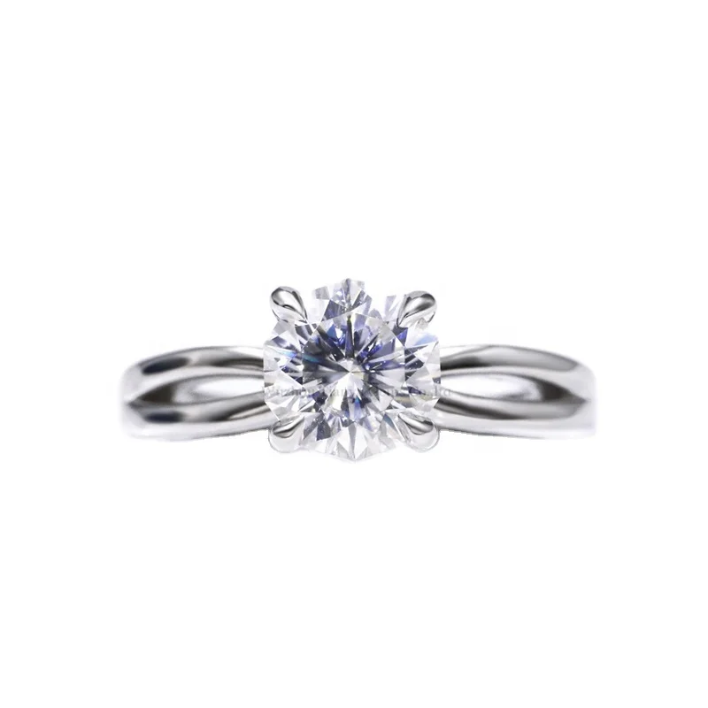 Tianyu Gems 925 Silver Wedding Engagement Ring Classic Style Moissanite Gemstone for Women for Anniversary Party or Gift