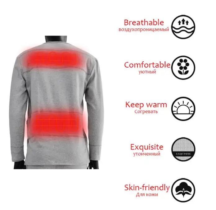 Heating Underwear Washable USB Electric Heated Thermal Long Sleeve T Shirts or Pants