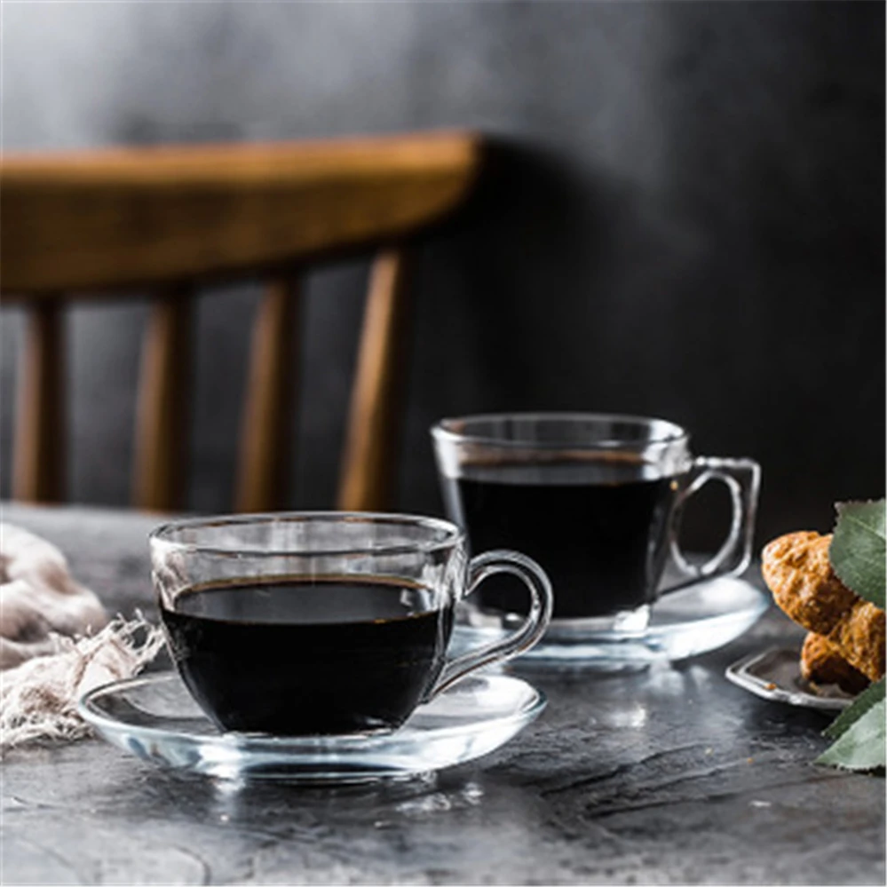 Hot Selling Custom Wholesale Christmas Gifts Glass Tea Cups and Saucer For Tea Coffee Latte