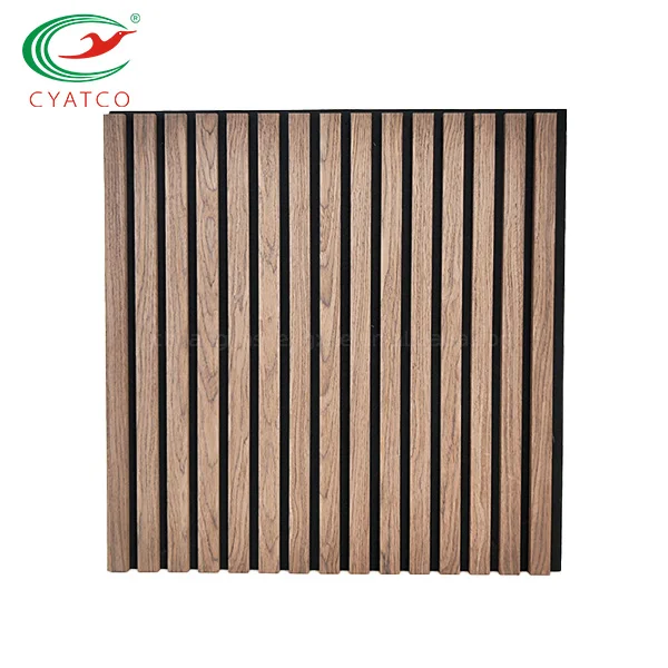 Eco Friendly Oak Veneer Slatted Wood 600*600mm Wall Panel Akupanel Veneer Acoustic Slat Panel