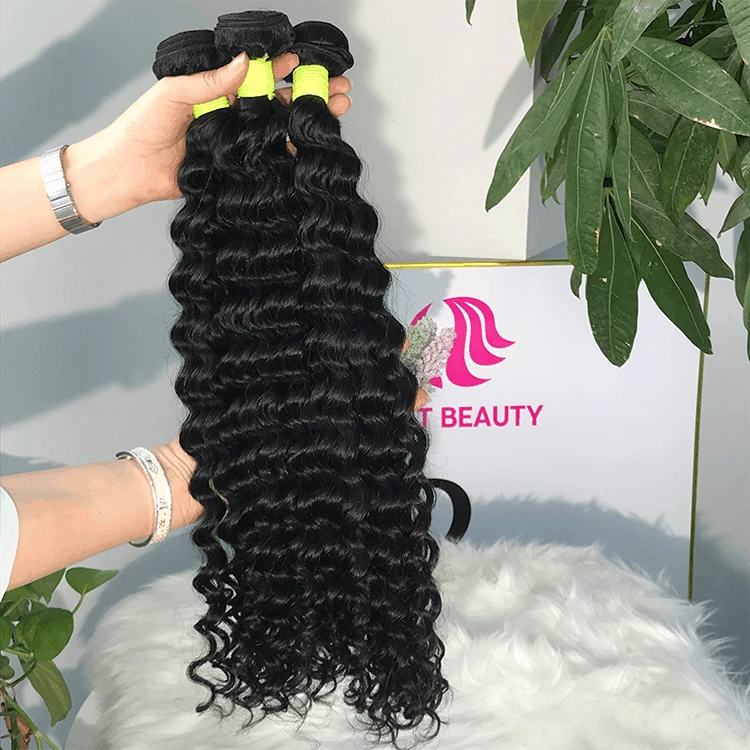 
Hot Beauty Raw Hair Bundles Vendor,Cuticle Aligned Raw Hair Vietnam,Deep Wave Bundles with Closure Frontal 