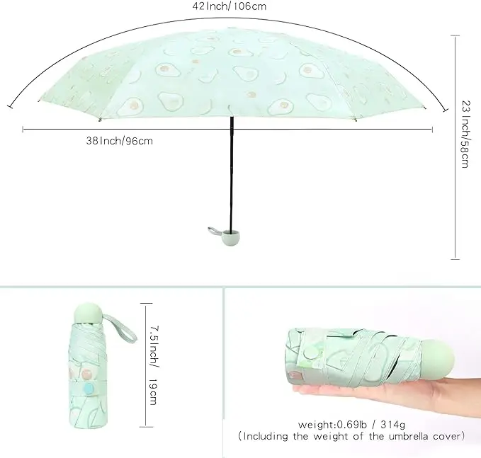 Top Quality Wholesale UV Custom Logo Small Size Folded Pocket Small capsule umbrella mini compact umbrella