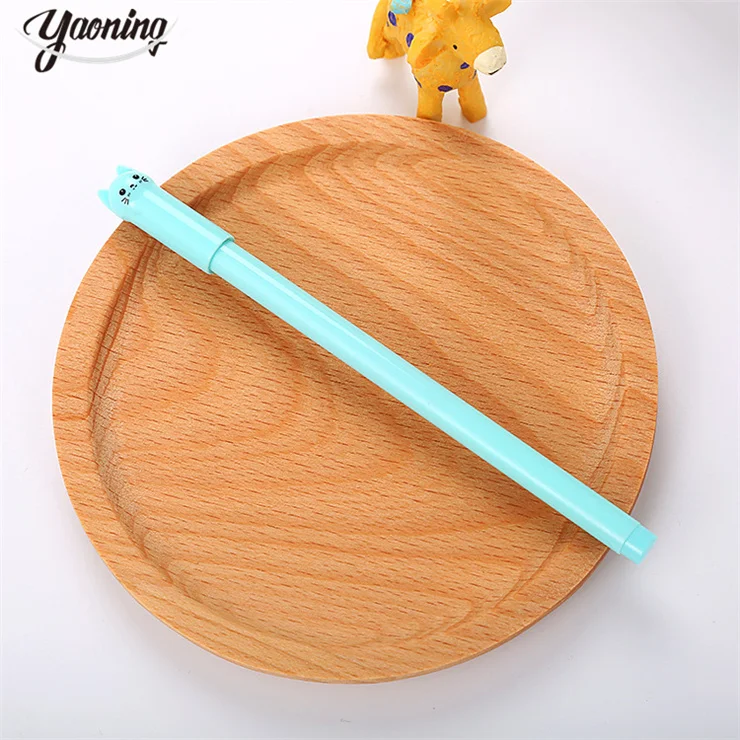 China Stationery Suppliers Cheap Wholesale Kids Cartoon Cat Design Coloring Plastic Body Liquid Ink Roller Ball Gel Pen in Bulk