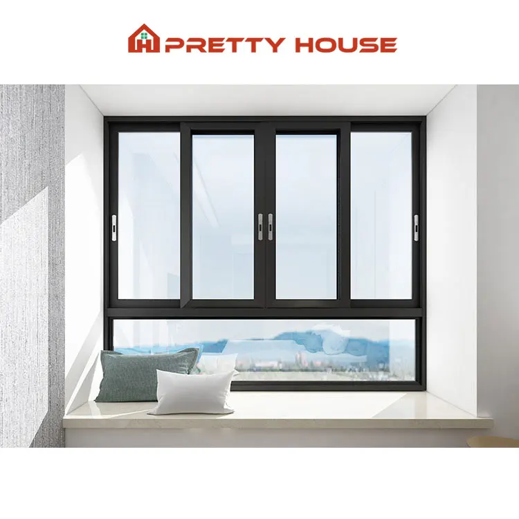 Exterior Modern design Aluminum 3 Tracks Double Glazed Sliding Window for Home Price Philippines