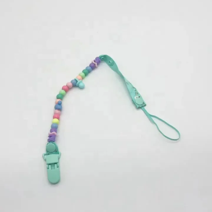 New Style Colorful Silicone Baby Teether Pacifier Clip Silicone Pacifier Chain Molar Toy Anti Drop Chain (1600509233090)