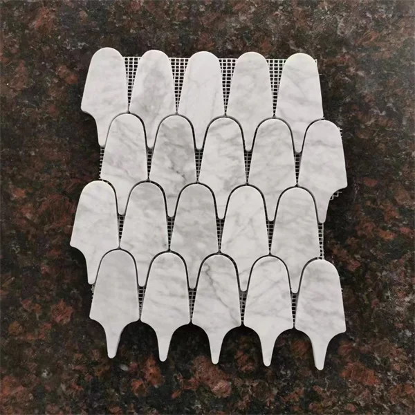 Natural Marble Art Carrara White Marble Square Mosaic Tile