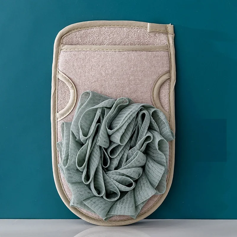 Wholesale Private Label Soft Flower Viscose Brush Body Scrubber Body Wash Bath Shower Mitts With thumb holes & PE Bath Ball