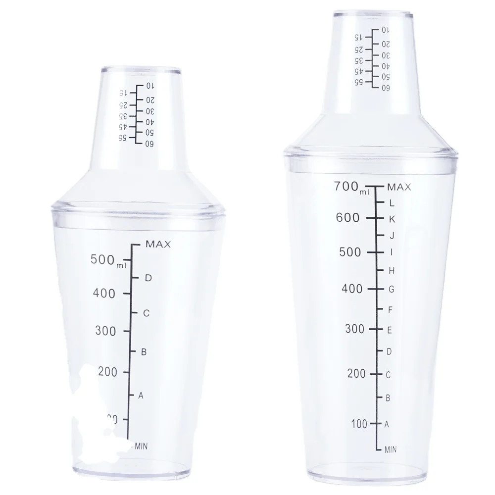 Plastic Cocktail Shaker Transparent Drink Mixer Hand Shaker Cup bartending with Scales