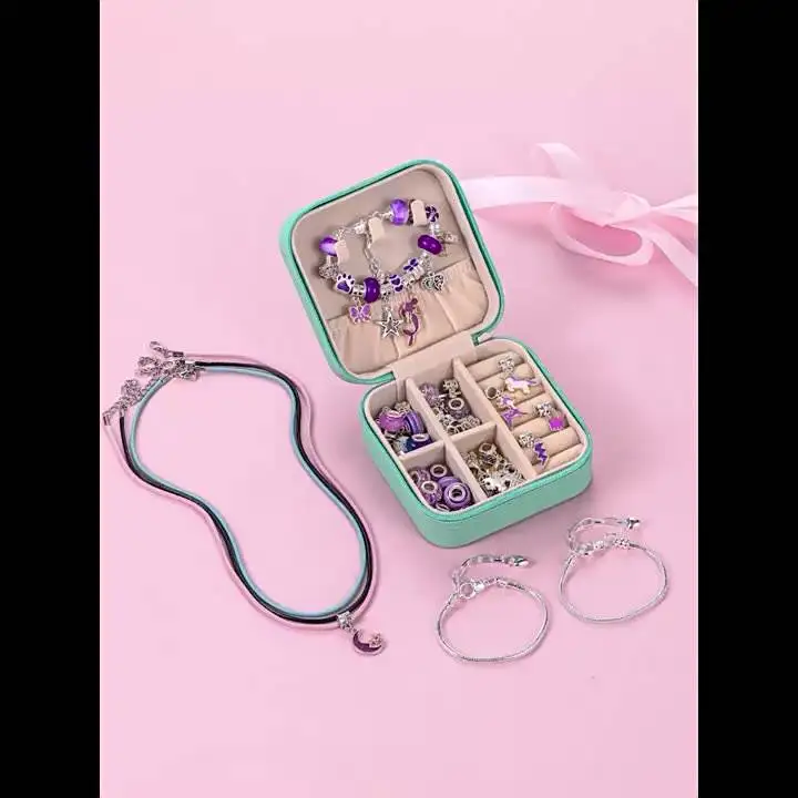 Charm Bracelet Making Kit Teen Girls Beads Jewelry Making Kit Arts Crafts Gifts Set With Portable Bracelet Organizer Box