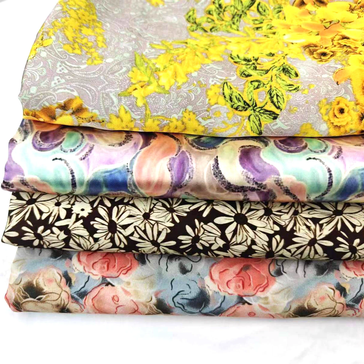 Shiny silk satin 100% polyester digital print silky satin fabric satin fabric
