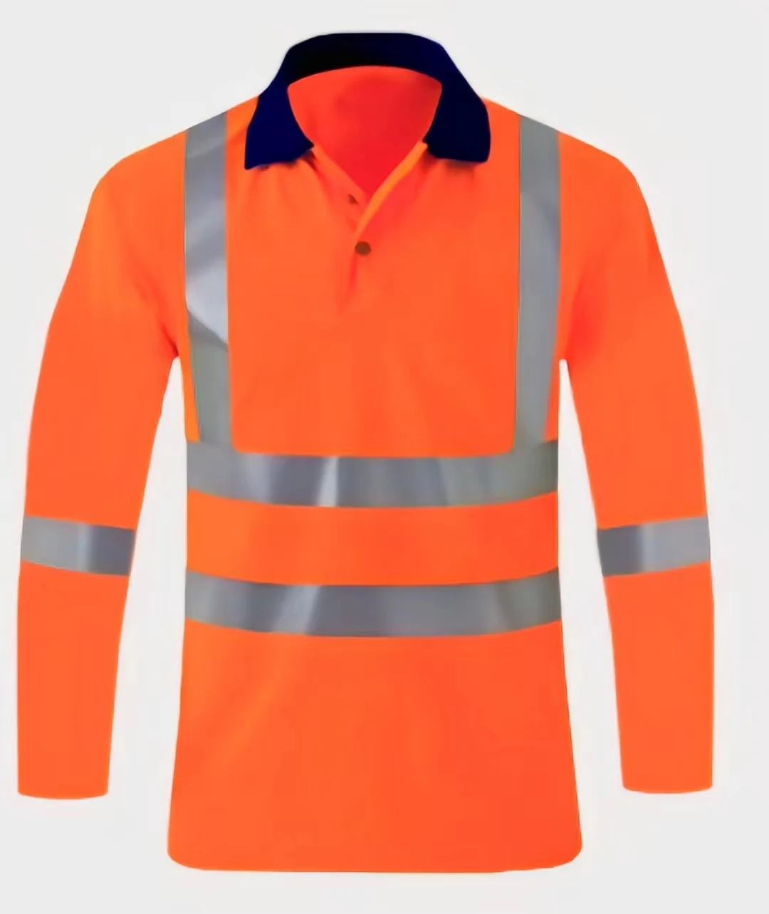 Custom Mesh Quick Dry  Breathable Reflective Safety Fluorescent Green Orange Road Construction Building  Long Sleeve Polo Shirt