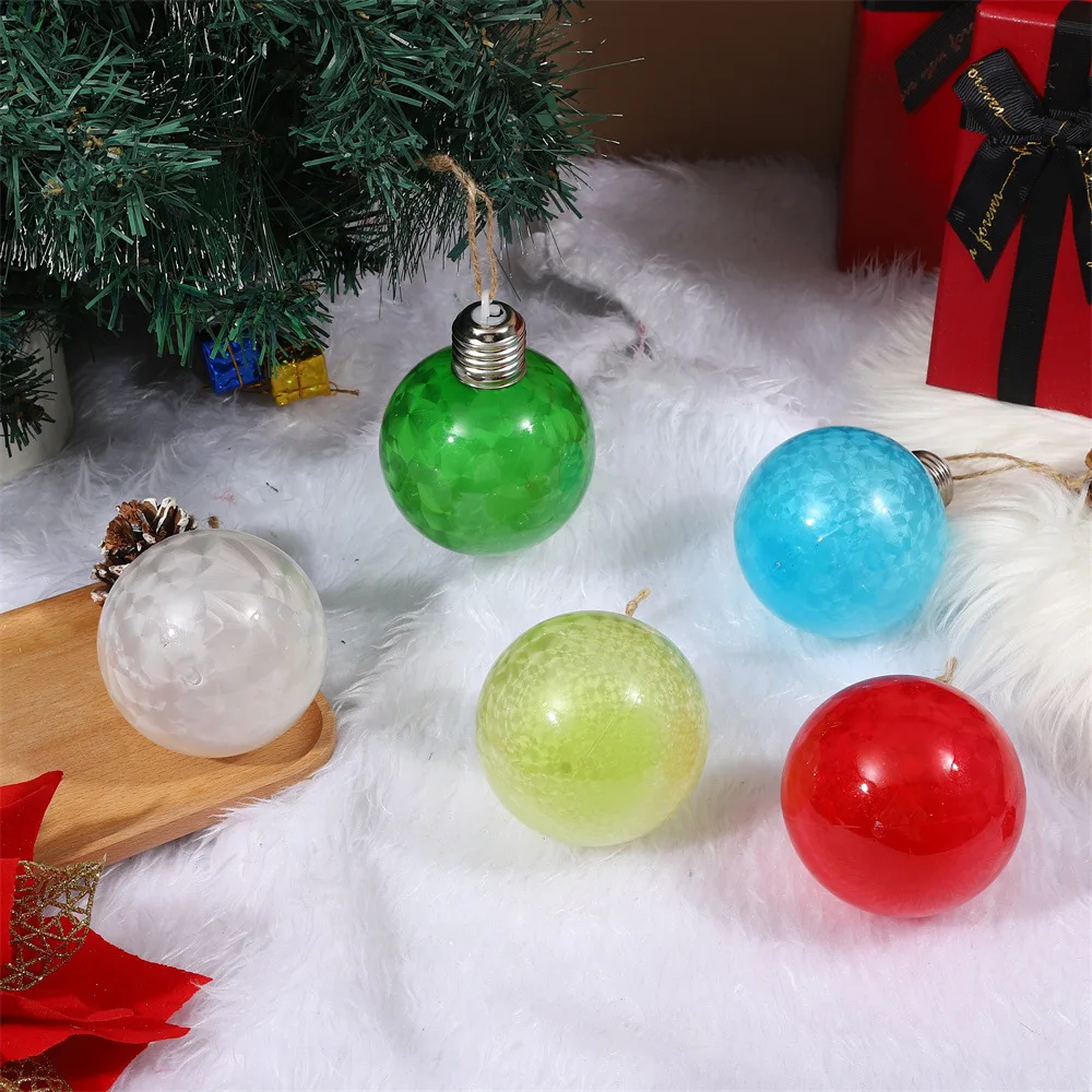 Light up Christmas Bauble Ornament Plastic Sphere Ball Hanging Ornaments LED Christmas Lights Bulb for Christmas Tree Decoration