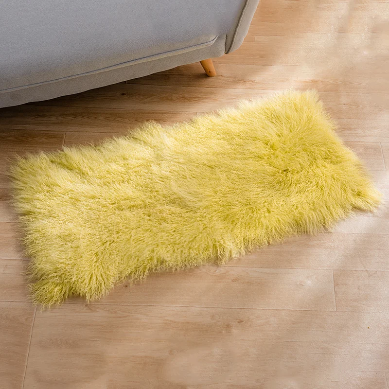 long natural curly hair mongolian lamb fur carpet Tibet skin rugs and carpets