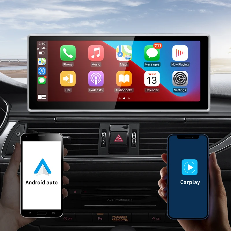 MTK8581 10.25inch Wireless CarPlay Auto Andorid12 Car Stereo Multimedia for AUDI 12-16 A6 C7  Head Unit Radio Bluetooth