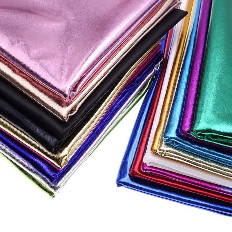 Spandex Material PU glossy leather fabric Stretch Shiny Gold Foil bronzing Fabric for stage cosplay costume Dress