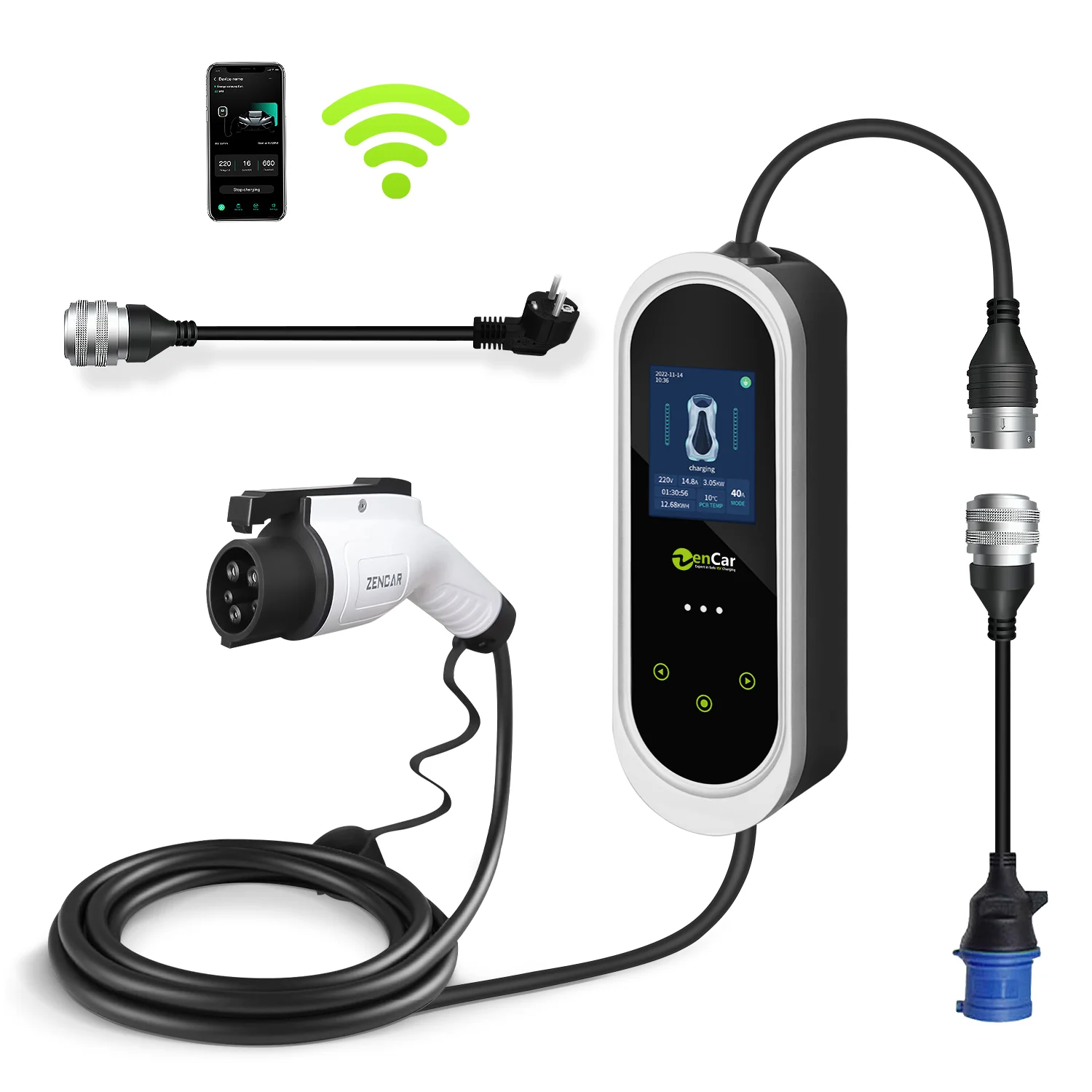 7kw Type 1 evse APP 32A J1772 ev charger Zencar E-Pro With blue CEE And Schuko plug Portable Electric Car Chargers