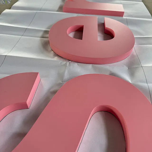 Алфавит буква двор знак металлическая 3d розовая автомобильная краска буквы из нержавеющей стали
