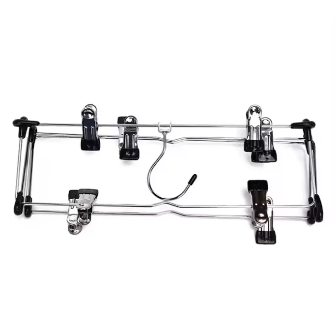Hot selling wholesale foldable hanger wardrobe save space multilayer metal pant hanger with clips