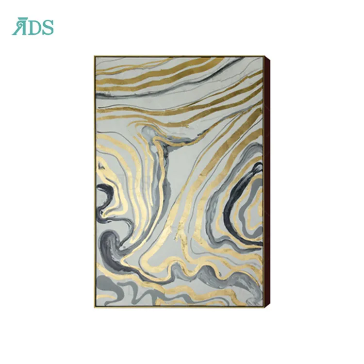 Wholesale Stretched Canvas Abstract Gold Living Room Painting Art