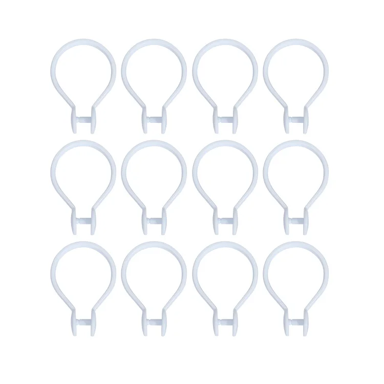 White Omega Shape PP ABS PS AS Plastic Bathroom Shower Curtain Rings for Bathroom