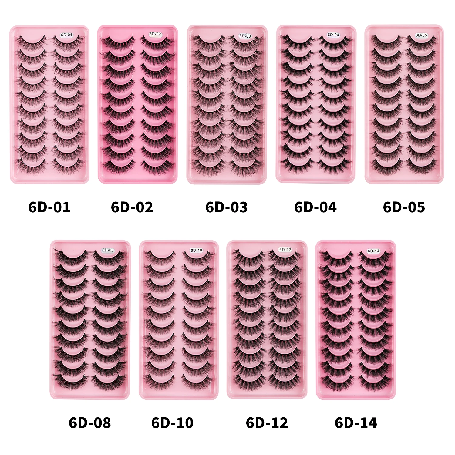 Full strip fluffy style lash extensions cat eye lash strips faux mink natural lashes 6D eyelashes