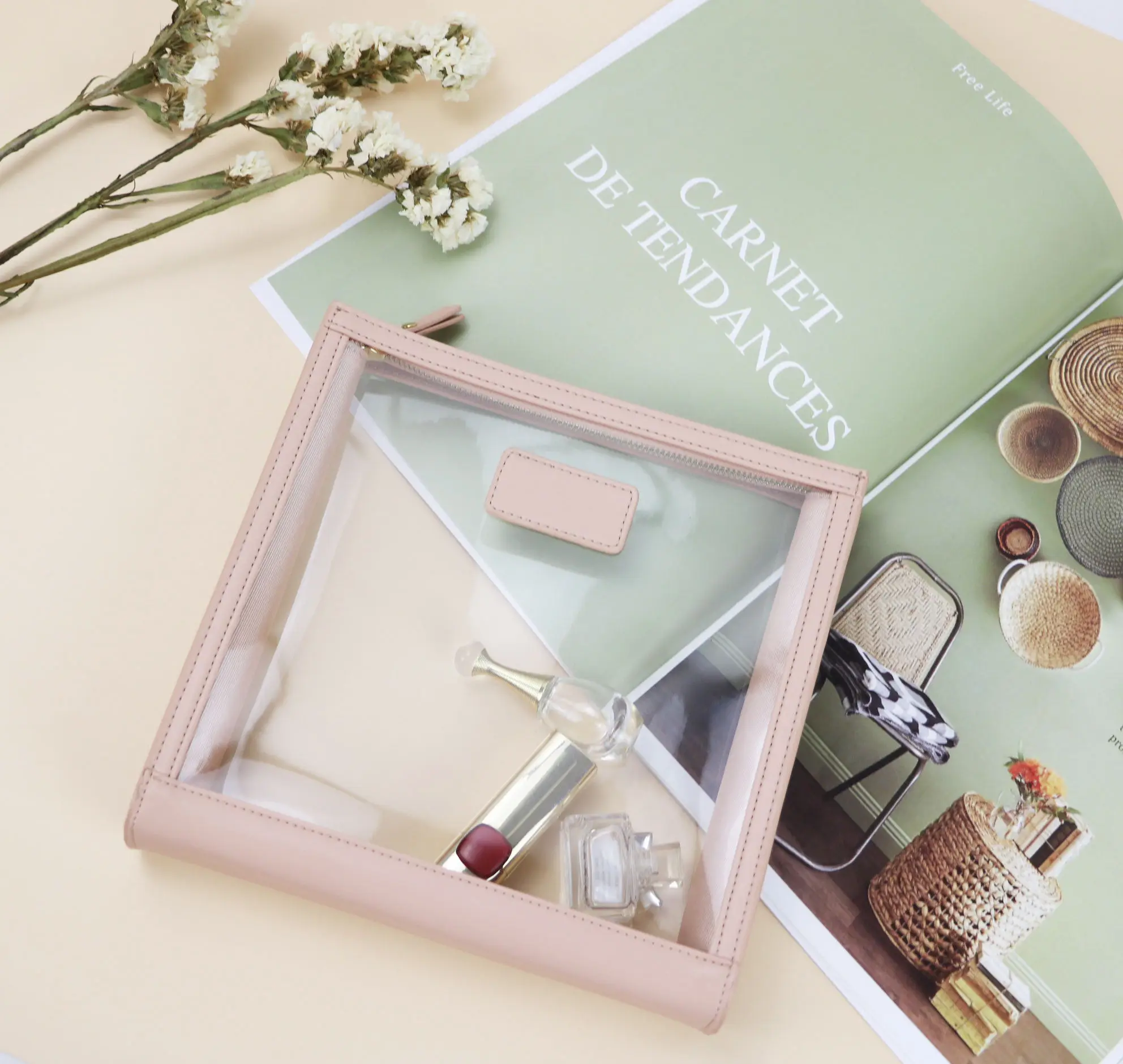 Personalized Custom Logo PVC Clear Zipper Tpu Makeup Bag Storage Crocodile pattern Clutch Cosmetic Bag For Travel Toiletry